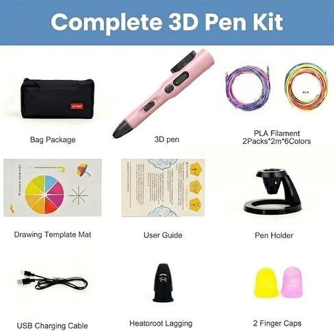 3D Printing Pen Kit, 3D Printer Pen with Adjustable Temperature,Stepless Speed, PLA/ABS Compatible 3D Drawing LCD Display, for Creative Art, DIY Projects,Pink in Kuwait