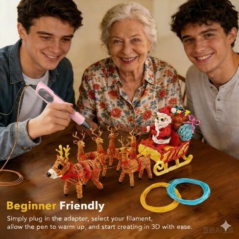 3D Printing Pen Kit, 3D Printer Pen with Adjustable Temperature,Stepless Speed, PLA/ABS Compatible 3D Drawing LCD Display, for Creative Art, DIY Projects,Pink in Kuwait