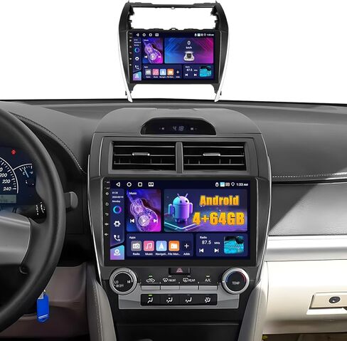 4+64GB Android 15 Stereo Car Stereo لـ Toyota Camry 2012-2014 Wireless Carplay Android Auto 10 "شاشة تعمل بالمسافة اللمسة مع مجموعة GPS WiFi Bluetooth SWS DSP EQ Camera Link Camera in Kuwait