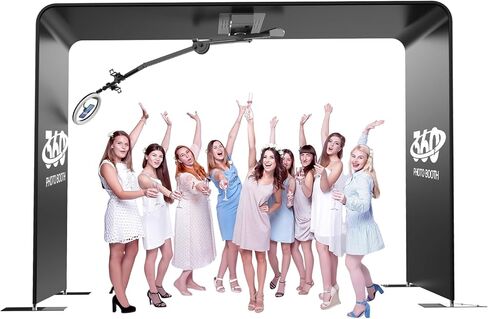 Harzhi Overhead 360 Photo Booth مع تطبيق التحكم في البرمجيات 360 درجة تدور كامل الجسم مع ضوء الحلقة للحفلات الكبيرة (كشك+ذراع) in Kuwait