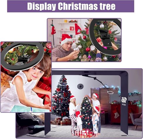 Harzhi Overhead 360 Photo Booth مع تطبيق التحكم في البرمجيات 360 درجة تدور كامل الجسم مع ضوء الحلقة للحفلات الكبيرة (كشك+ذراع) in Kuwait