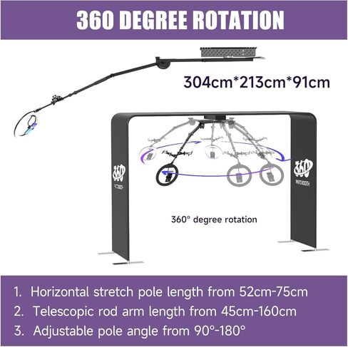 Harzhi Overhead 360 Photo Booth مع تطبيق التحكم في البرمجيات 360 درجة تدور كامل الجسم مع ضوء الحلقة للحفلات الكبيرة (كشك+ذراع) in Kuwait