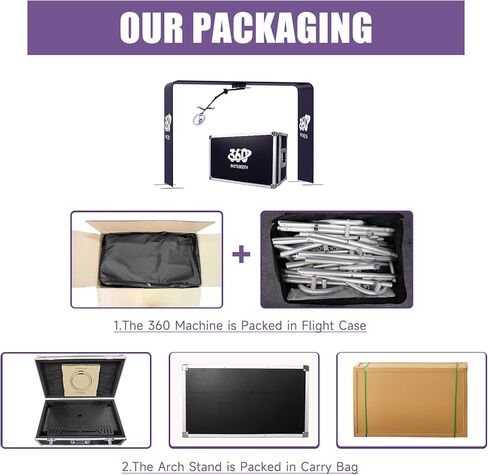 Harzhi Overhead 360 Photo Booth مع تطبيق التحكم في البرمجيات 360 درجة تدور كامل الجسم مع ضوء الحلقة للحفلات الكبيرة (كشك+ذراع) in Kuwait