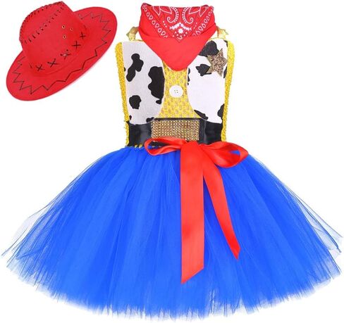 Tutu Dreams Halloween Cowgirl Costume for Girls 1-10Y with Bandana Cowboy Hat Birthday Party Dress Up Clothing in Kuwait