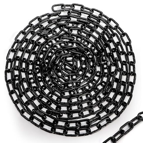 Long Black Chain Link 1/4" x 19.7 Ft, Heavy Duty Metal Porch Swing Chain for Hanging, Carbon Steel Coil Chains for Outdoor Fence, Punching Bag, Hammock Chair, Safe Working Load, Tie Down in Saudi Arabia