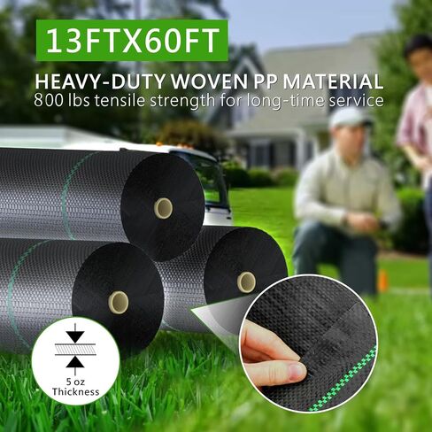 13ft x 60ft Driveway Fabric 5oz Heavy Duty, 800lbs Tensile Strength Woven Geotextile Fabric, Commercial Grade Ground Stabilization Underlayment for Road, Gravel, Erosion Control in Saudi Arabia