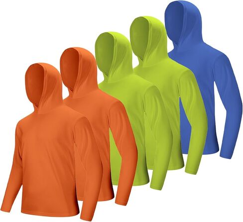 5 Pack Sun Hoodie for Men UPF 50+ Long Sleeve Fishing Shirts for Athletic Running Gym Workout in Kuwait