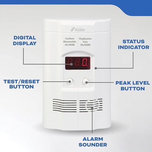 Kidde Carbon Monoxide Detector, Propane, Natural, Methane, & Explosive Gas Alarm, Plug-in Wall with 9-Volt Battery Backup, Digital LED Display in Saudi Arabia