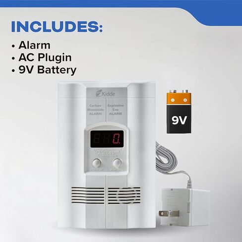 Kidde Carbon Monoxide Detector, Propane, Natural, Methane, & Explosive Gas Alarm, Plug-in Wall with 9-Volt Battery Backup, Digital LED Display in Saudi Arabia