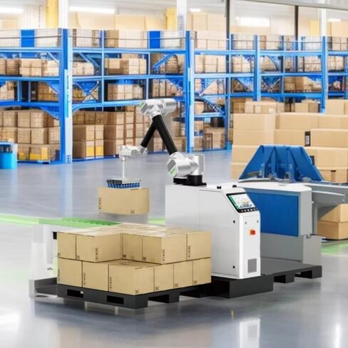 Smart Robot Palletizer 5-50kg Pick and Place Robotic Arm Palletizer Collaborative Robot for Cartons Palletizing Stacking Material Handling Machine for End-of-Line Packaging in Industrial Facilities in Kuwait