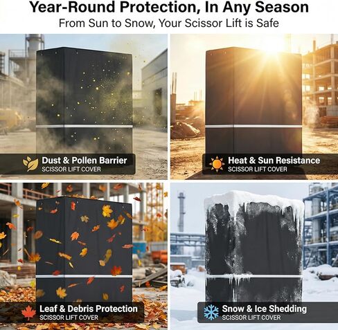 غطاء رفع مقصي، 75 بوصة طول × 34 بوصة عرض × 87 بوصة ارتفاع، يناسب JLG وGenie وUpRight وSkyjack وغيرها من العلامات التجارية. مصنوع من قماش أكسفورد مقاوم للماء عالي التحمل 600D، ويمكن لفه للاستخدام أثناء التشغيل. in Kuwait