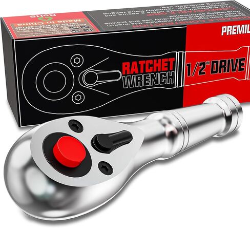 1/2-Inch Drive Stubby Ratchet, 13.5cm Ratchet Handle, 72-Tooth Quick-release Ratchet Wrench, Full Polished, for Auto Repair, Mechanical Repair in Kuwait