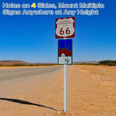 1-3/4" x 1-3/4" Square Sign Post 8 ft, Square Tubing with 7/16" Pre-Drilled Holes, Heavy Duty Galvanized Steel Tube, Perforated Metal Post for Real Estate, Parking, Street and Outdoor Signs in Kuwait