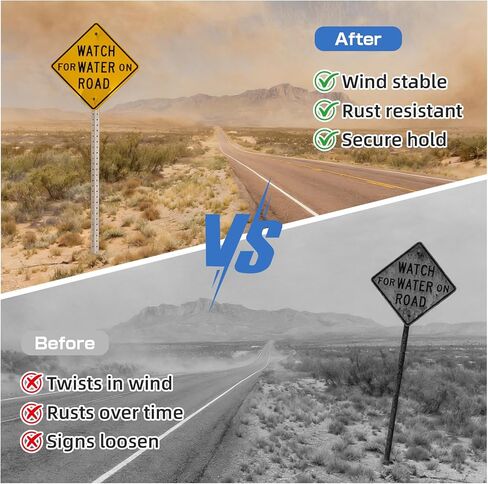 1-3/4" x 1-3/4" Square Sign Post 8 ft, Square Tubing with 7/16" Pre-Drilled Holes, Heavy Duty Galvanized Steel Tube, Perforated Metal Post for Real Estate, Parking, Street and Outdoor Signs in Kuwait