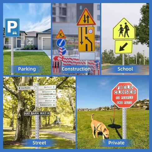 1-3/4" x 1-3/4" Square Sign Post 8 ft, Square Tubing with 7/16" Pre-Drilled Holes, Heavy Duty Galvanized Steel Tube, Perforated Metal Post for Real Estate, Parking, Street and Outdoor Signs in Kuwait