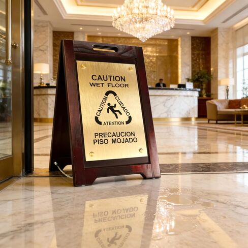 لافتة تحذير خشبية للأرضيات المبللة، لوحة معدنية قابلة للطي على الوجهين، مناسبة للمدارس والمكاتب والفنادق والحمامات والأسطح وغيرها من المناطق in Kuwait