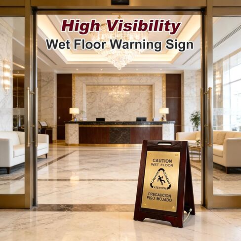 لافتة تحذير خشبية للأرضيات المبللة، لوحة معدنية قابلة للطي على الوجهين، مناسبة للمدارس والمكاتب والفنادق والحمامات والأسطح وغيرها من المناطق in Kuwait