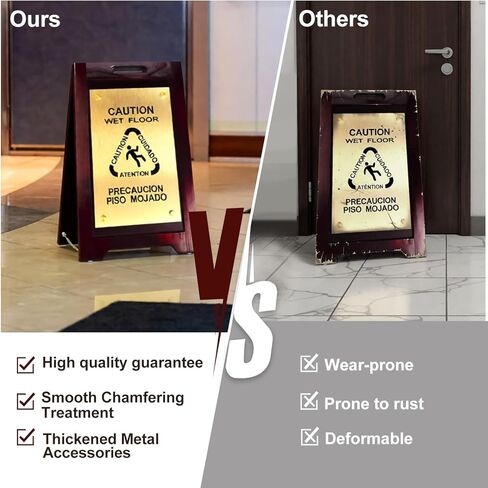 لافتة تحذير خشبية للأرضيات المبللة، لوحة معدنية قابلة للطي على الوجهين، مناسبة للمدارس والمكاتب والفنادق والحمامات والأسطح وغيرها من المناطق in Kuwait