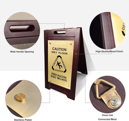 لافتة تحذير خشبية للأرضيات المبللة، لوحة معدنية قابلة للطي على الوجهين، مناسبة للمدارس والمكاتب والفنادق والحمامات والأسطح وغيرها من المناطق in Kuwait