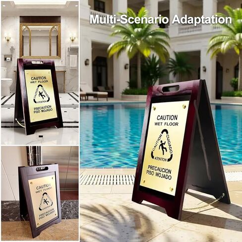 لافتة تحذير خشبية للأرضيات المبللة، لوحة معدنية قابلة للطي على الوجهين، مناسبة للمدارس والمكاتب والفنادق والحمامات والأسطح وغيرها من المناطق in Kuwait