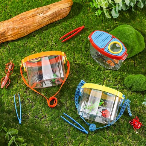 3 Pcs Bug Catchers for Kids Collection Viewer for Kids Critter Insect Cage Bug Tweezer Magnifying Insect Box Magnifier Container Butterfly Catcher Cage, Science Nature Exploration Tools in Saudi Arabia