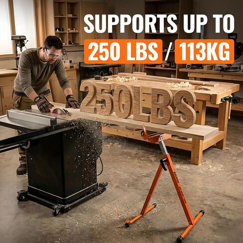 حاملان دواران قابلان للطي، سعة تحميل 250 رطلاً لكل حامل، ارتفاع قابل للتعديل 28-43.5 بوصة، دعم ثابت لمنشار الطاولة وأعمال النجارة in Kuwait