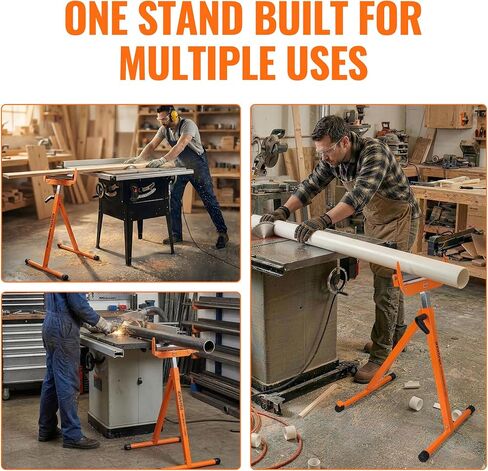 حاملان دواران قابلان للطي، سعة تحميل 250 رطلاً لكل حامل، ارتفاع قابل للتعديل 28-43.5 بوصة، دعم ثابت لمنشار الطاولة وأعمال النجارة in Kuwait