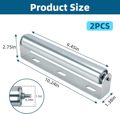 مجموعة مكونة من قطعتين من الأسطوانة الطويلة والدعامة مقاس 10 بوصة وقطر 1.5 بوصة من الصلب المجلفن، مثالية للاستخدام كبكرات دعم في الأعمال الخشبية أو حامل الأسطوانة أو بكرات الدراجة in Kuwait