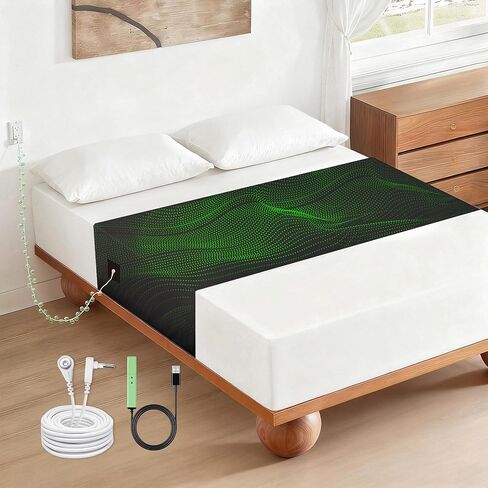 Grounding Sheets, Grounding Mat for Bed 90% Cotton+10% Pure Silver Fiber Grounded Earth Sheets Conductive Sheet for All Mattress Sizes Queen Cal King Full Twin, 106"x23.6" (Black) in Saudi Arabia