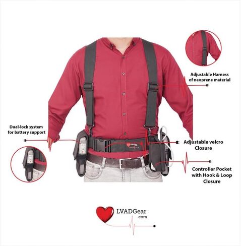 LVAD Harness Belt for HeartMate Adjustable Support Belt with 3 Secure Pouches for Controller & Batteries Heavy-Duty Material in Kuwait