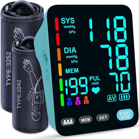 Blood Pressure Monitor, Automatic Upper Arm Blood Pressure Monitors for Home Use, 2 Blood Pressure Machine Cuff(9-17in & 13-21in) with Large LED Backlit Display, 3x199 Reading Memory Users White in Saudi Arabia