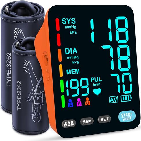 Blood Pressure Monitor, Automatic Upper Arm Blood Pressure Monitors for Home Use, 2 Blood Pressure Machine Cuff(9-17in & 13-21in) with Large LED Backlit Display, 3x199 Reading Memory Users White in Saudi Arabia