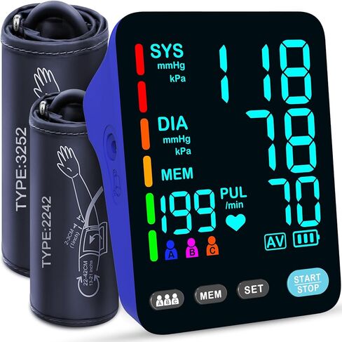 Blood Pressure Monitor, Automatic Upper Arm Blood Pressure Monitors for Home Use, 2 Blood Pressure Machine Cuff(9-17in & 13-21in) with Large LED Backlit Display, 3x199 Reading Memory Users White in Saudi Arabia