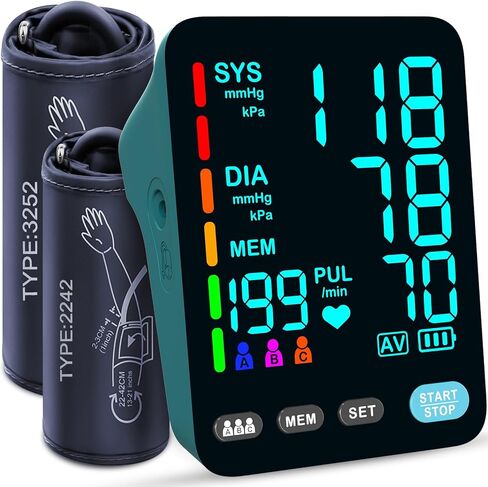 Blood Pressure Monitor, Automatic Upper Arm Blood Pressure Monitors for Home Use, 2 Blood Pressure Machine Cuff(9-17in & 13-21in) with Large LED Backlit Display, 3x199 Reading Memory Users White in Saudi Arabia