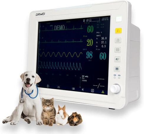 12.1" Veterinary Vital Signs Monitor for Pets, Animal ECG, SpO2, Blood Pressure, Respiration & Temperature Monitoring for Dog, Cat and Small Animals in Kuwait