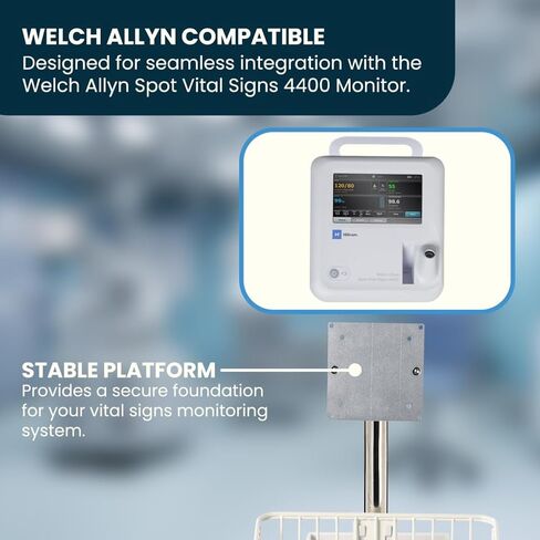 VivaDiagnostics Rolling Stand Vital Signs Monitor for WE 4400, (Monitor NOT Included), Blood Pressure Cuff Basket, Adjustable Pole, and Cord Organizer in Kuwait