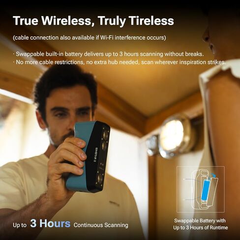 ماسح ضوئي لاسلكي ثلاثي الأبعاد من EINSTAR 2، و17 خطًا متوازيًا ليزر أزرق وضوء الأشعة تحت الحمراء VCSEL يدعم المسح الضوئي ثلاثي الأبعاد للأشياء الصغيرة إلى الكبيرة، ومسح ضوئي عالي السرعة يصل إلى 90 إطارًا في الثانية، ويدعم علامات 3 مم، 6 مم، 12 مم. in Kuwait