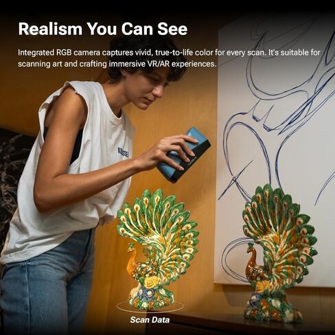 ماسح ضوئي لاسلكي ثلاثي الأبعاد من EINSTAR 2، و17 خطًا متوازيًا ليزر أزرق وضوء الأشعة تحت الحمراء VCSEL يدعم المسح الضوئي ثلاثي الأبعاد للأشياء الصغيرة إلى الكبيرة، ومسح ضوئي عالي السرعة يصل إلى 90 إطارًا في الثانية، ويدعم علامات 3 مم، 6 مم، 12 مم. in Kuwait