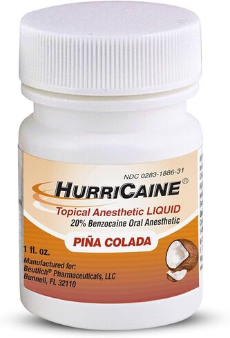 Hurricaine Topical Anesthetic Liquid - Oral Anesthetic with Fast-Acting 20% Benzocaine - Precision Liquid Formula for Targeted Oral Use - Dentist-Trusted, OTC Formula - Pina Colada Flavor in Saudi Arabia