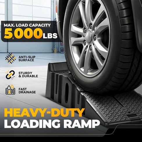 Auto Dynasty Car Ramps for Oil Changes and Lfit, 2Pcs Portable Car Service Ramps with Anti Slip Grooves for Home Garage Maintenance, 2.5 Ton (5000 lb) Load Capacity Vehicle Ramps for Auto Repair in Saudi Arabia