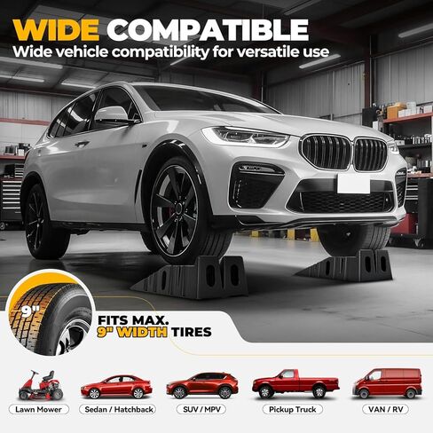 Auto Dynasty Car Ramps for Oil Changes and Lfit, 2Pcs Portable Car Service Ramps with Anti Slip Grooves for Home Garage Maintenance, 2.5 Ton (5000 lb) Load Capacity Vehicle Ramps for Auto Repair in Saudi Arabia