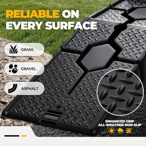Auto Dynasty Car Ramps for Oil Changes and Lfit, 2Pcs Portable Car Service Ramps with Anti Slip Grooves for Home Garage Maintenance, 2.5 Ton (5000 lb) Load Capacity Vehicle Ramps for Auto Repair in Saudi Arabia
