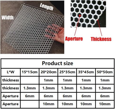 304 Stainless Steel Perforated Sheet Hex Hole Metal Mesh Plate Decorative Panel for Air Vent Grille Filter Guard Furniture DIY Outdoor Use(Dia 10mm,50 * 50 * 0.1cm) in Saudi Arabia