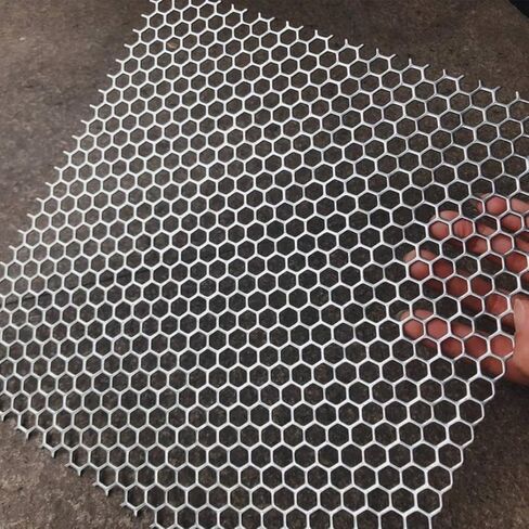 304 Stainless Steel Perforated Sheet Hex Hole Metal Mesh Plate Decorative Panel for Air Vent Grille Filter Guard Furniture DIY Outdoor Use(Dia 10mm,50 * 50 * 0.1cm) in Saudi Arabia