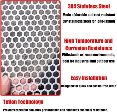 304 Stainless Steel Perforated Sheet Hex Hole Metal Mesh Plate Decorative Panel for Air Vent Grille Filter Guard Furniture DIY Outdoor Use(Dia 10mm,50 * 50 * 0.1cm) in Saudi Arabia