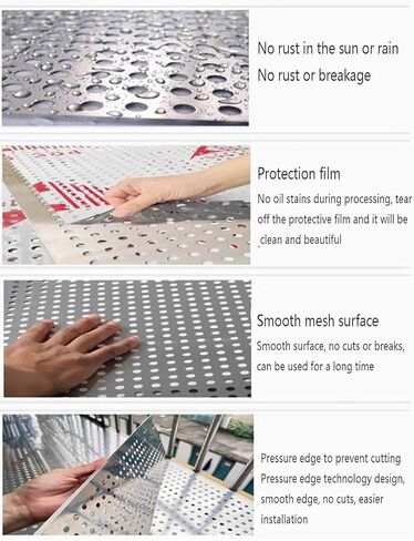 Stainless Steel Perforated Plate,Stainless Steel Perforated Sheets - Durable Safety Fence, Decorative Balcony Screen, Home Security Solution, Rust-Resistant, Heavy-Duty Protection for Outdoo in Kuwait