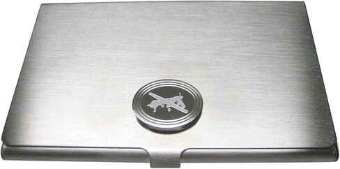 Kiola Designs Silver Toned Etched Oval Unmanned Aerial Vehicle UAV Drone Business Card Holder in Kuwait