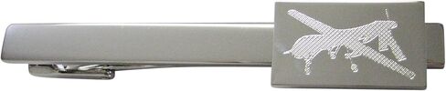 Kiola Designs Silver Toned Etched Unmanned Aerial Vehicle UAV Drone Square Tie Clip in Kuwait