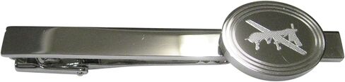 Kiola Designs Silver Toned Etched Oval Unmanned Aerial Vehicle UAV Drone Tie Clip in Kuwait