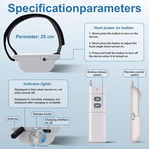 نظام عالمي لتوصيل الحمولة بدون طيار مع إطلاق عن بعد - آلية إسقاط الهواء ومشبك متعدد الأغراض لخواتم الزفاف، طُعم الصيد، يناسب DJI Mini 3 Pro/Mavic 3 Pro/Mini 4 Pro/Air 3/Avata والمزيد in Kuwait